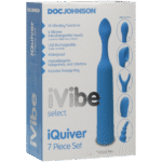 mini vibrator – 6 verwisselbare koppen en 10 standen – iVibe Select iQuiver (Periwinkle/Red Velvet) Doc Johnson