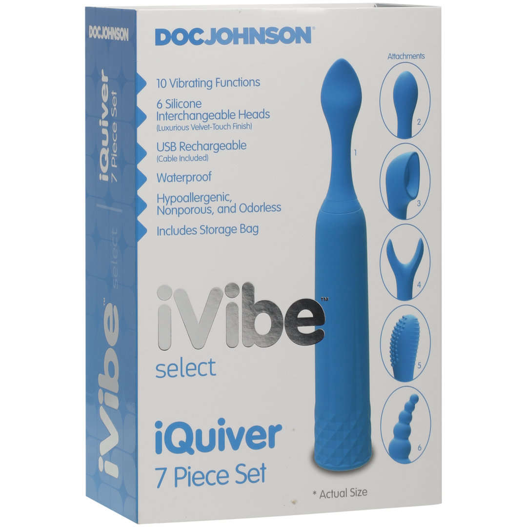 6026-11-BX-2 mini vibrator – 6 verwisselbare koppen en 10 standen – iVibe Select iQuiver (Periwinkle/Red Velvet) Doc Johnson - Afbeelding 1