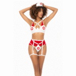 Verpleegkundige kostuum met kanten string en jarretels voor verleiding – LIN - Afbeelding 6