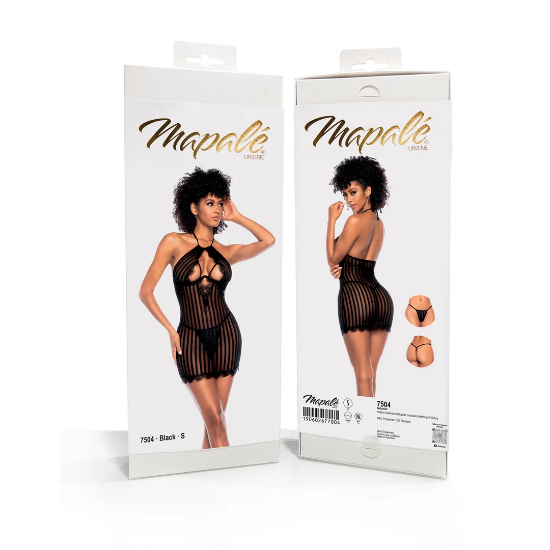 Babydoll sexy con righe verticali e pizzo per una silhouette raffinata - LIN - immagine 10