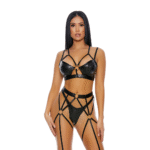 Lingerie set zwart met cheetah en strappy vibe voor verleiding – Forplay - Afbeelding 6