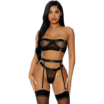 Lingerie set met gouden details en jarretels voor verleiding – Good As Gold - Afbeelding 4
