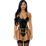 Sexy vinyl body met o-ring en kettingdetail voor avondlook – Your Missing Link - Afbeelding 2