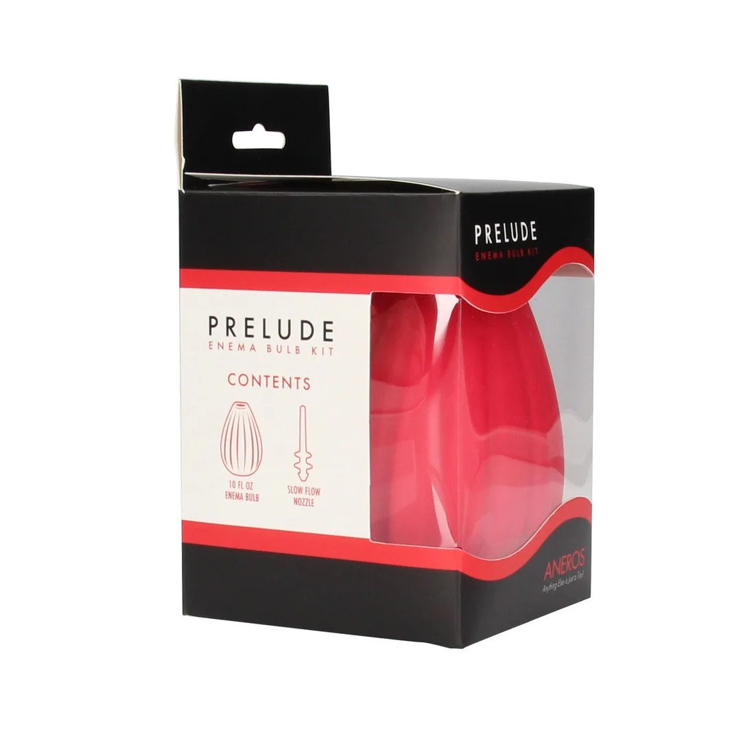 Anale douche – Prelude enema bulb kit met eenrichtings- en langzaamstroomventiel, rood – Mannelijk – Aneros - Afbeelding 1