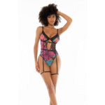 Zwarte body lingerie met bloemenprint en verstelbare details voor curvy – LIN - Afbeelding 12
