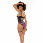 Zwarte body lingerie met bloemenprint en verstelbare details voor curvy – LIN - Afbeelding 10