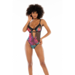 Zwarte body lingerie met bloemenprint en verstelbare details voor curvy – LIN - Afbeelding 15