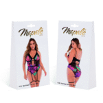 Zwarte body lingerie met bloemenprint en verstelbare details voor curvy – LIN - Afbeelding 5