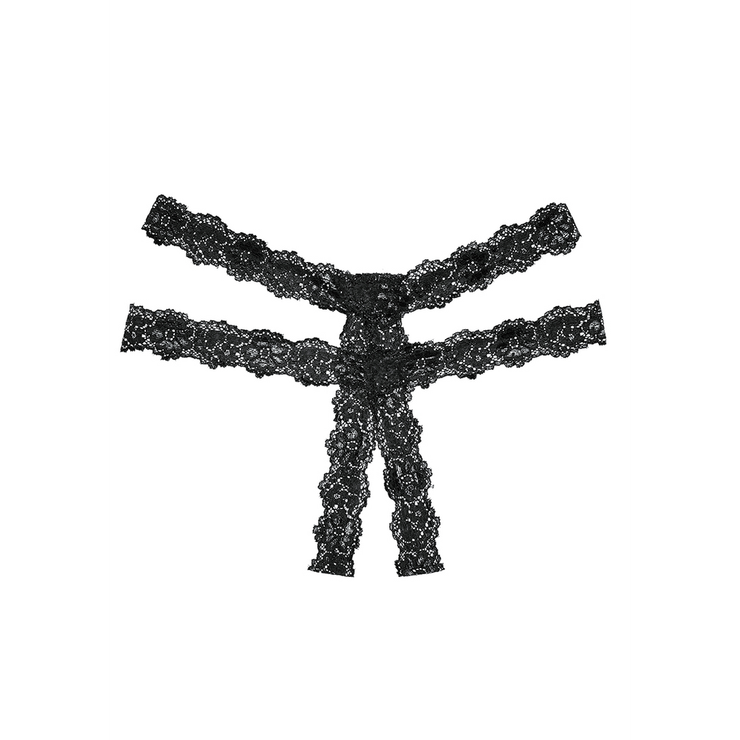 A1004BLK-OS-11 Slipje met open kruis en dubbele kantenlagen voor verleidelijke look – LIN - Afbeelding 1