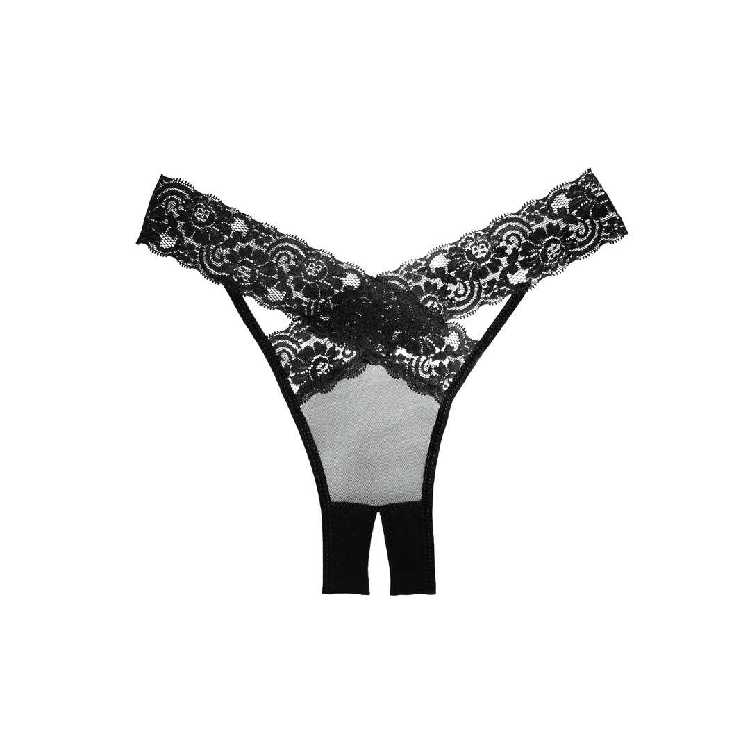 A1008BLK-OS-11 Open panty met kruislings wimperskant voor een subtiele sexy look – Desire - Afbeelding 1