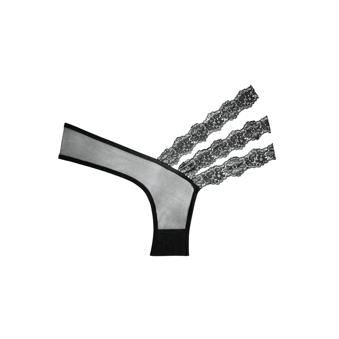 A1010BLK-OS-11 Sexy slipje met asymmetrische kantbanden voor verleidelijke look – Wild Orchid - Afbeelding 1