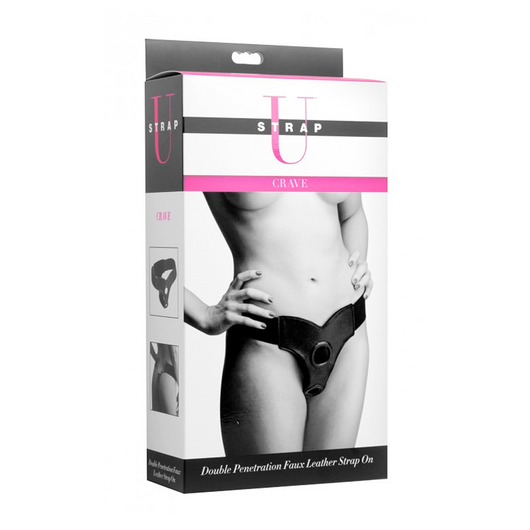 AE110-2 strap-on met comfortabele brede tailleband – Crave - Double Penetration Imitatieleren Strap-On - Afbeelding 1
