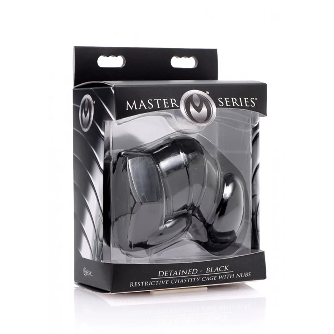 AF255-2 Gaiola de castidade preta com tachas XR Brands - Image 1