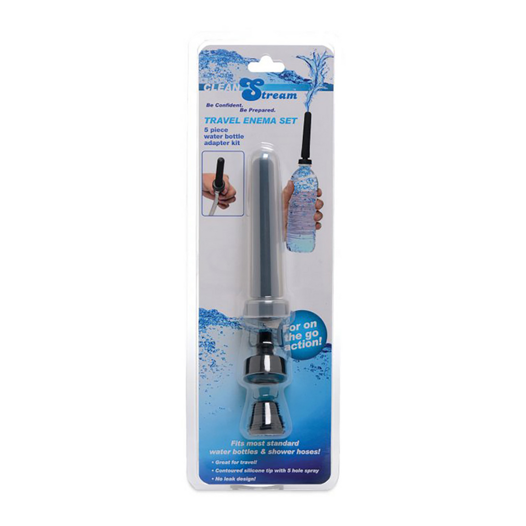 AF642-2 Anale douche – Travel enema water bottle adapter set met siliconen mondstuk en 3 adapters – geslachtsneutraal – Clean Stream – 5 stuks - Afbeelding 1