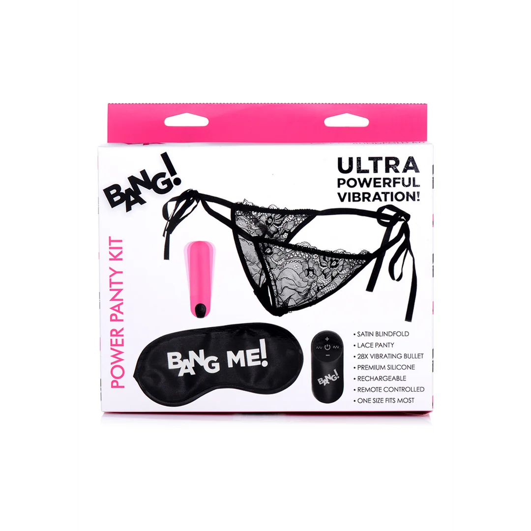 Power Panty mit Spitzenhöschen, vibrierender Kugel und Augenbinde – Bild 2
