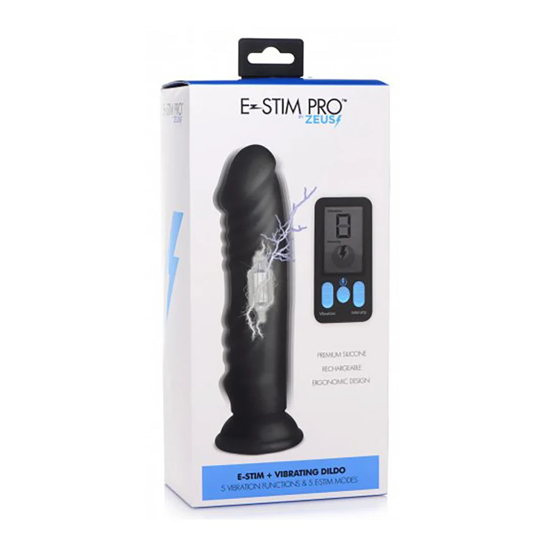 XR Brands Vibrerende en E Stim Siliconen Dildo met afstandsbediening