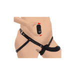 vibrator – dubbel plezier met harnas en afstandsbediening – XR Brands, Zwart XR Brands - Afbeelding 2