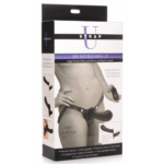 koppel vibrator – dubbele dildo met harness en afstandsbediening – XR Brands zwart XR Brands