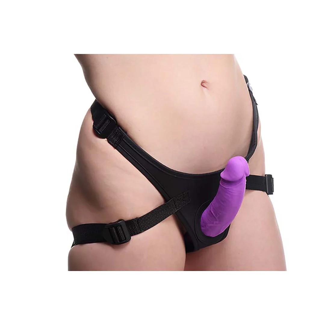 strap-on met verstelbare band – Double Charmer - Silicone Double Dildo met Harness - Afbeelding 3