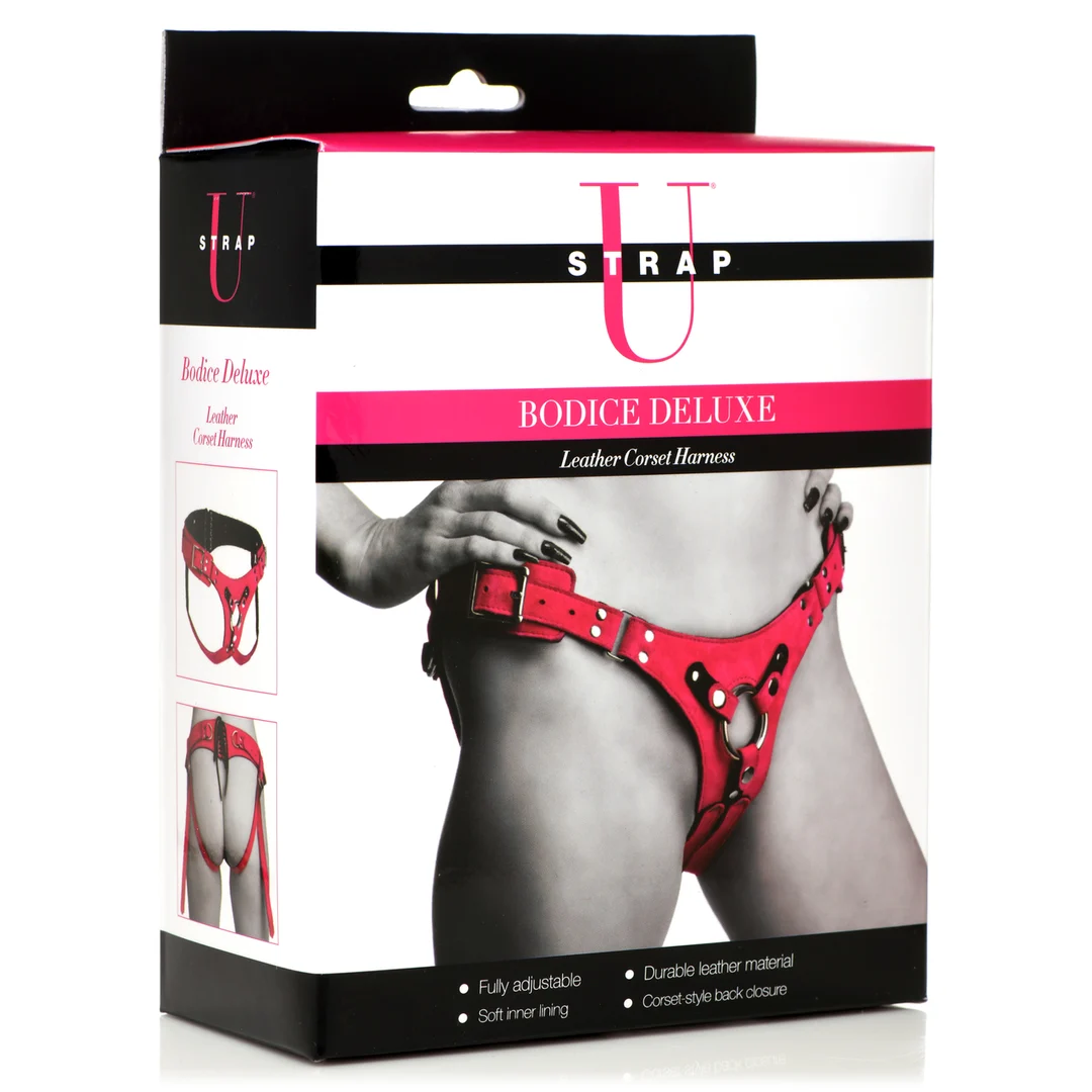 Bodice Deluxe leren korsetharnas in roze