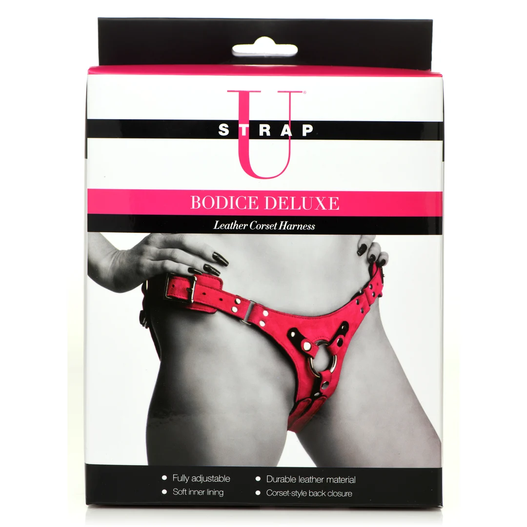 Harnais corset en cuir Bodice Deluxe rose – Image 2