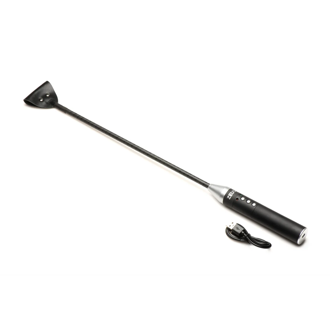 BDSM crop met stevige grip – E-Stim Crop - Zwart - Afbeelding 5