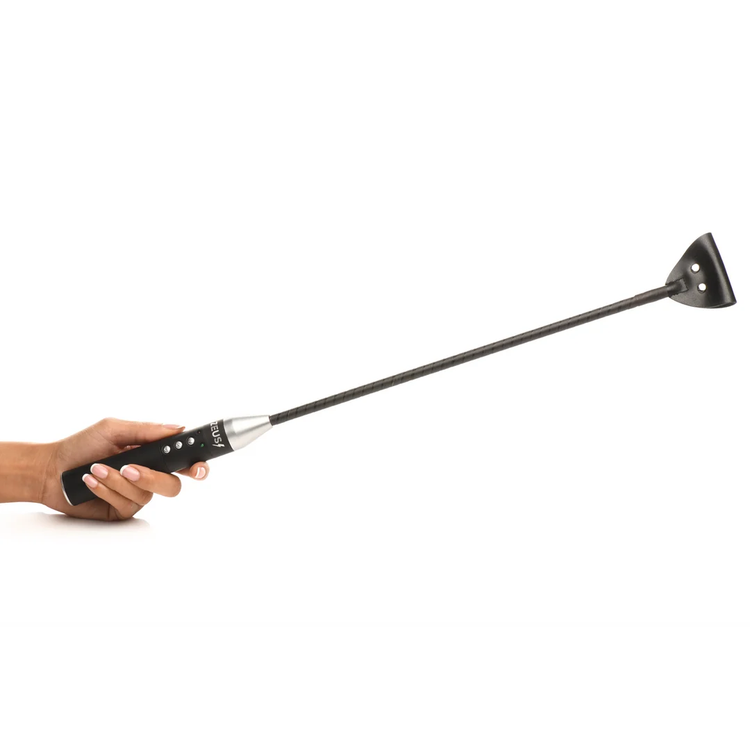 BDSM crop met stevige grip – E-Stim Crop - Zwart - Afbeelding 6
