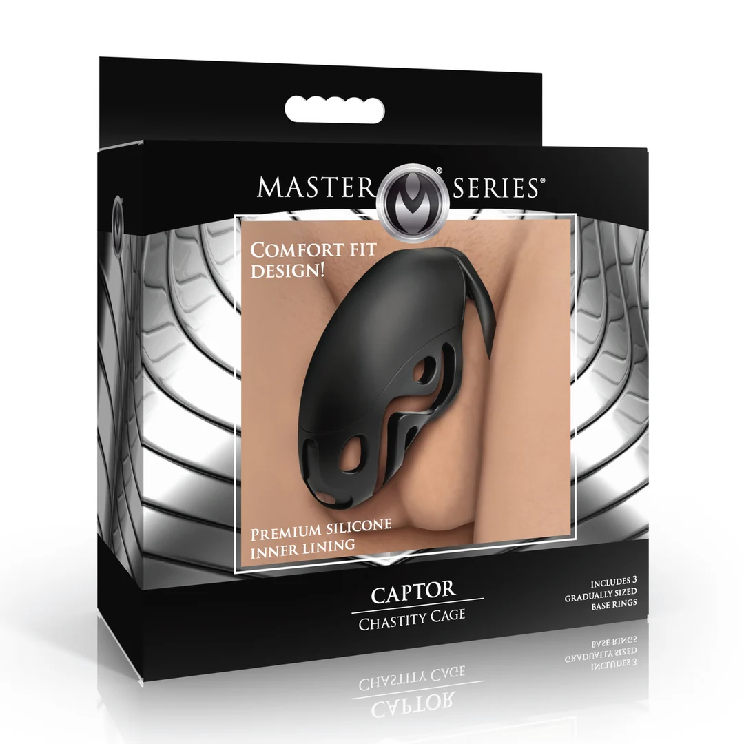 AH622-2 Chastity cage met cum-thru tip β Zwart - Afbeelding 1