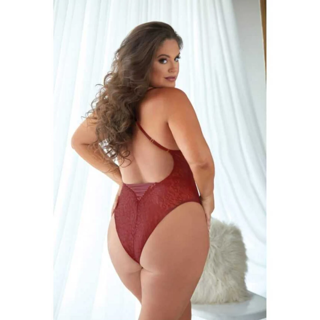 Teddy Allure en dentelle à imprimé léopard couleur rubis – Image 1