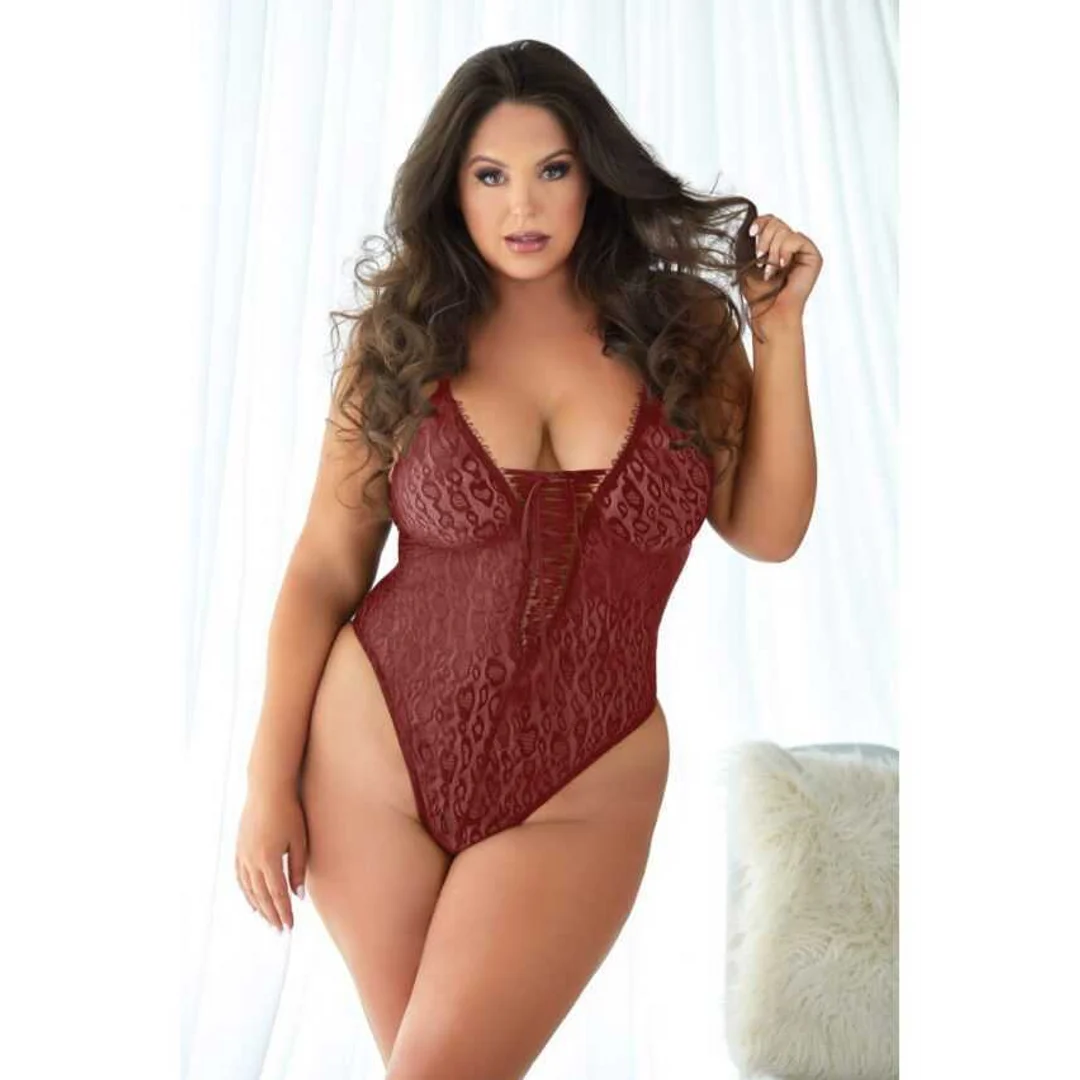 Teddy Allure en dentelle à imprimé léopard couleur rubis – Image 2