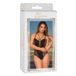 Kanten body met vetersluiting en decoratieve kralen voor sexy look – Magic Silk
