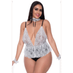 Kanten body met diepe V en satijnen strik voor sexy lingerie look – Magic Silk - Afbeelding 12