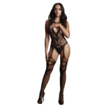 Curvy fishnet bodystocking met jarretelles en hoge hals - Le Desir - Afbeelding 10