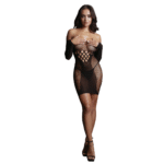 Sexy plus size mini-jurk met visnet en contrast voor curvy silhouet – LIN - Afbeelding 34