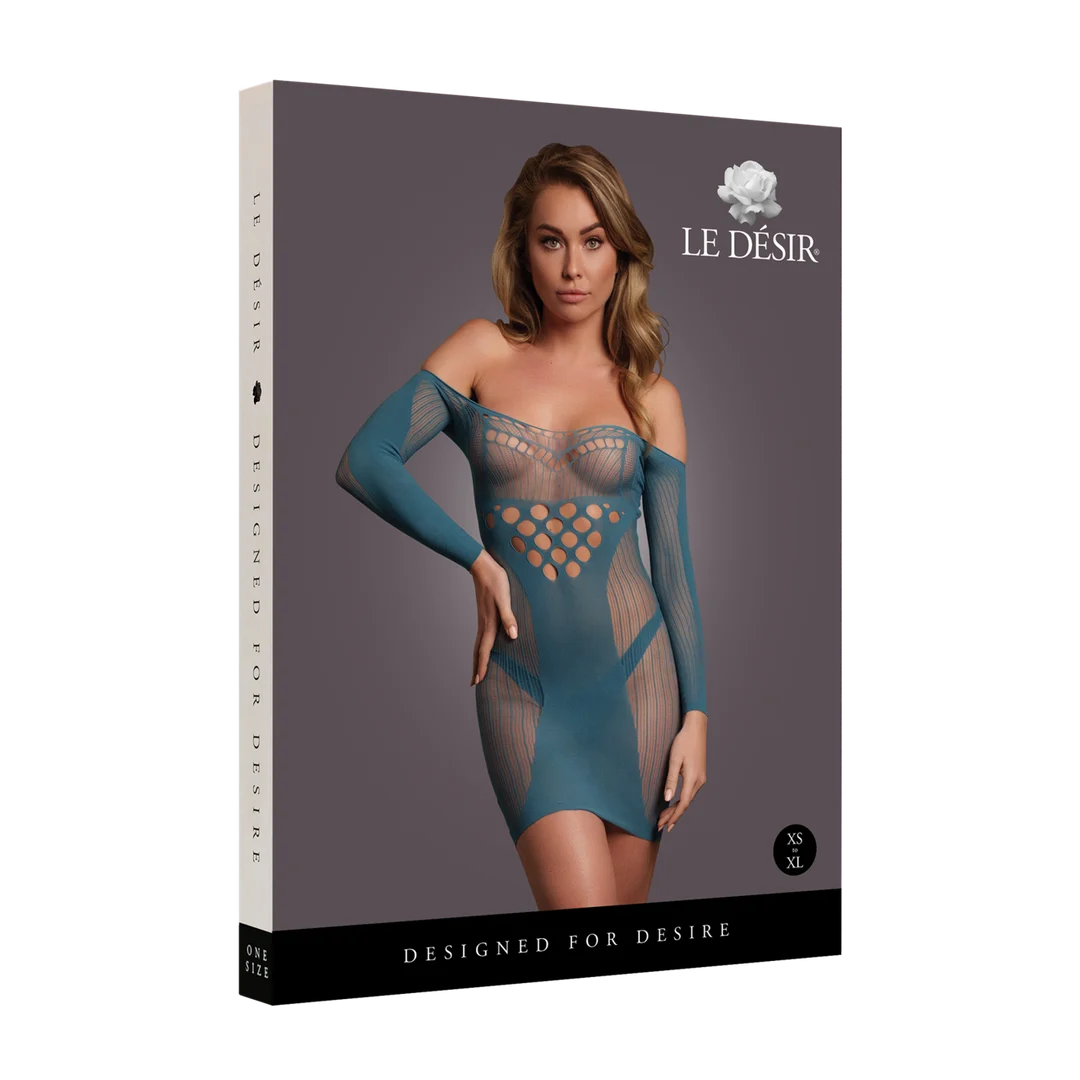 Sexy plus size mini-jurk met visnet en contrast voor curvy silhouet – LIN - Afbeelding 19