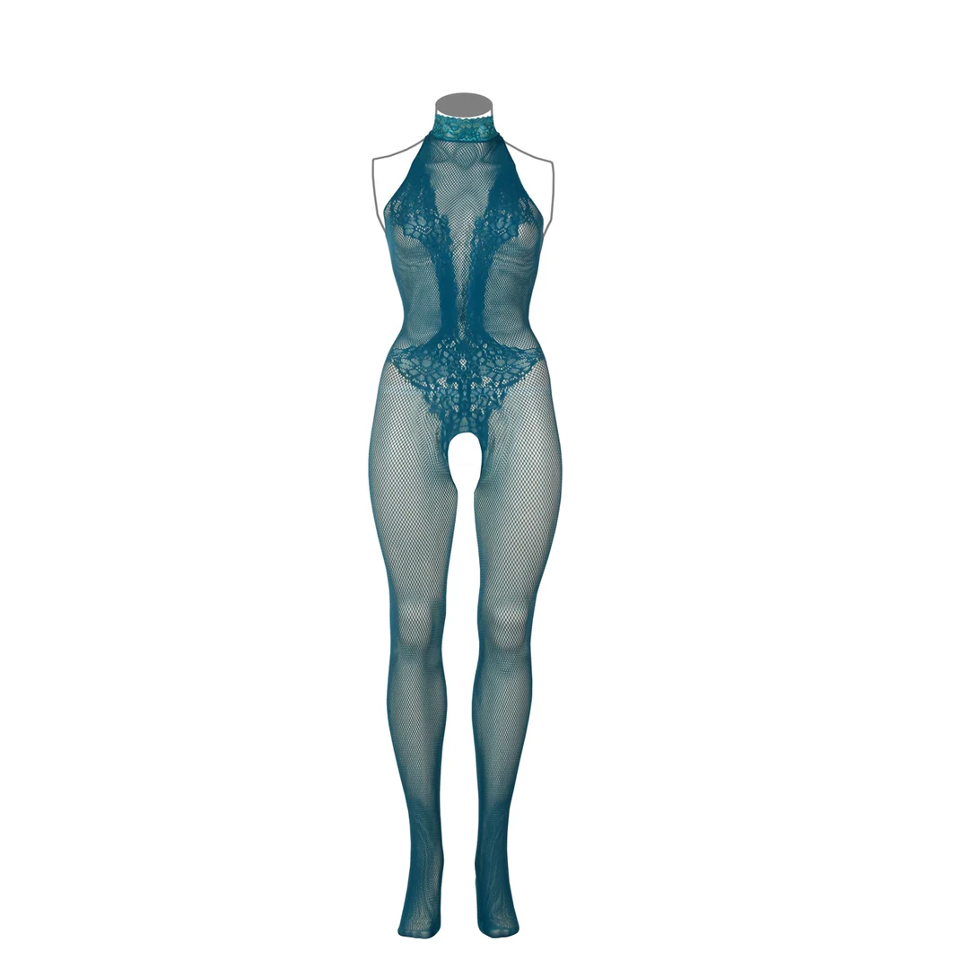 Fishnet kanten bodystocking met open kruis voor sensuele curvy look – LIN - Afbeelding 6