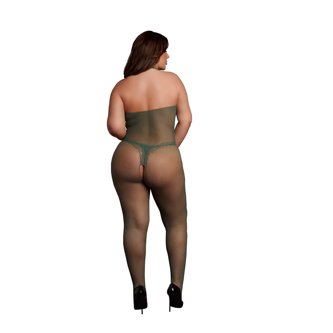 Fishnet kanten bodystocking met open kruis voor sensuele curvy look – LIN - Afbeelding 15