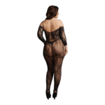 Kanten bodystocking met lange mouwen en open kruis voor curvy – LIN - Afbeelding 15