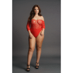 Kruisloze rhinestone teddy met kanten top voor curvy allure - SexyPlus - Afbeelding 4