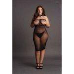 Sexy plus size jurk met hoge halternek in netstof voor curvy looks - LIN - Afbeelding 4