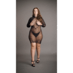 Fishnet jurk met lange mouwen, sexy open decolleté voor curvy – SexyPlus - Afbeelding 6