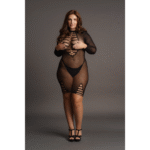 Fishnet jurk met lange mouwen, sexy open decolleté voor curvy – SexyPlus - Afbeelding 4