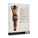 Curvy jarretelset met gestreepte fishnetband voor voluptueuze vormen – SexyPlus - Afbeelding 2
