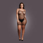 Visnet babydoll met spaghetti bandjes voor curvy verleiding – OSX - Afbeelding 4