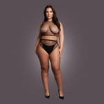 Sexy lingerie set met fishnet crop en open kruis voor curvy – OSX - Afbeelding 4