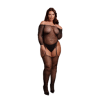 Glanzende bodystocking met off-shoulder voor verleidelijke curvy look – LIN - Afbeelding 4