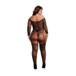Glanzende bodystocking met off-shoulder voor verleidelijke curvy look – LIN - Afbeelding 3