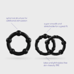 Cockring set met stimulerende bobbels – Zwart - Afbeelding 5
