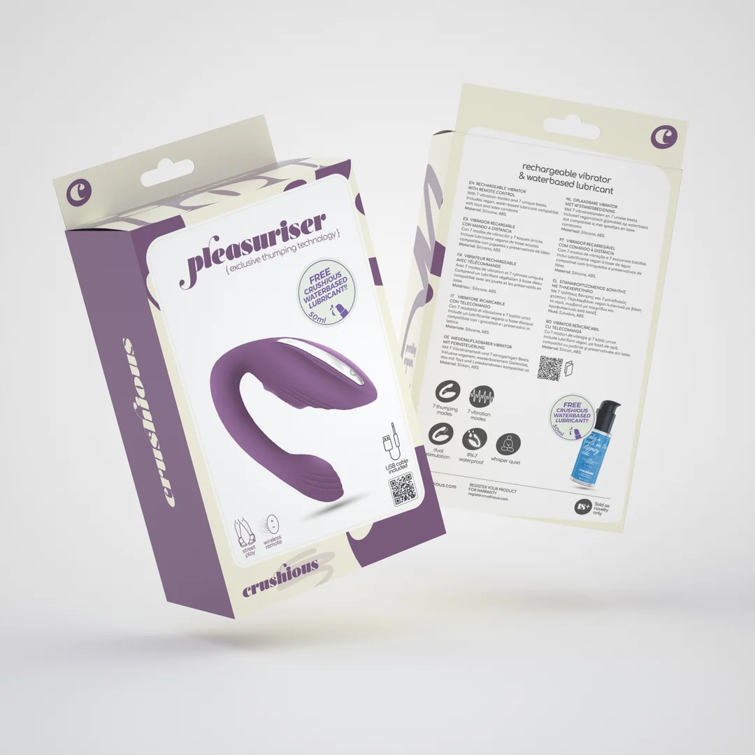 EX19072-2 Crushious Pleasuriser vibratore a C ricaricabile con lubrificante, viola - immagine 1