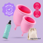 Menstruatiecup met zakje – set S en L (23/30 ml) + speelgoedreiniger – Minerva – Roze - Afbeelding 4